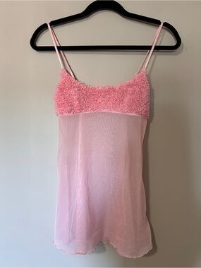 Y2K Babydoll LA SENZA Old Label Bubblegum Pink Mesh Underwire Chemise Lingerie